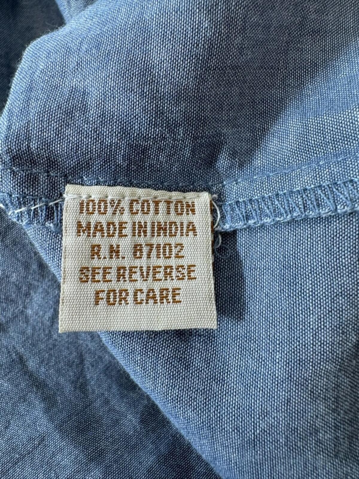 Embroidered Chambray Button-Down Shirt in Light Blue 1864