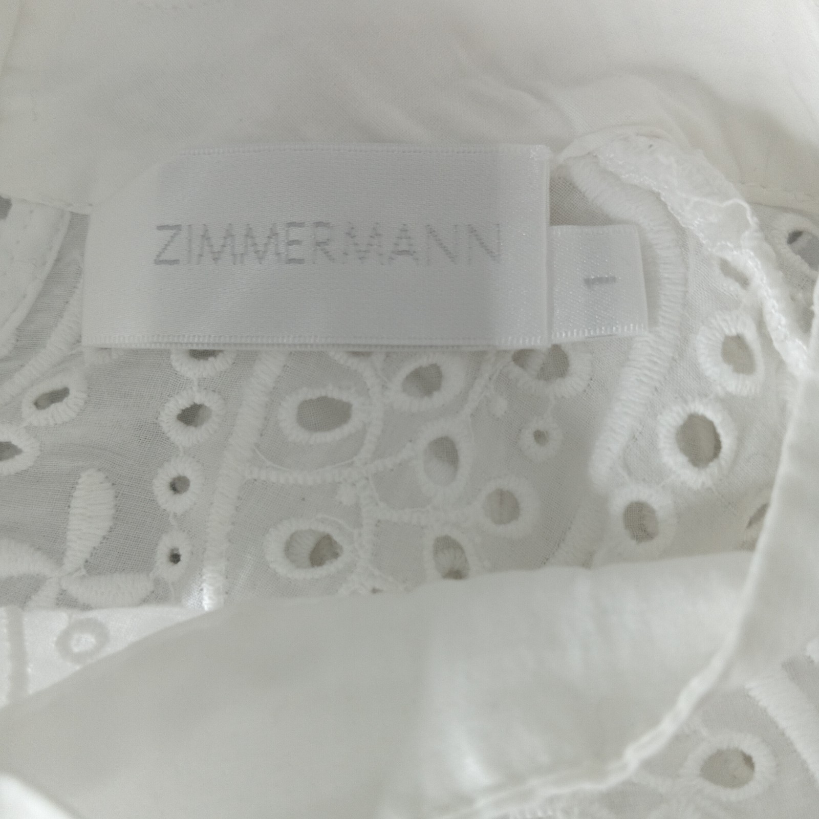 Zimmermann Top Size 1 AU 8 US 4 White Lace Boho Babydoll Embroider Smock Tunic