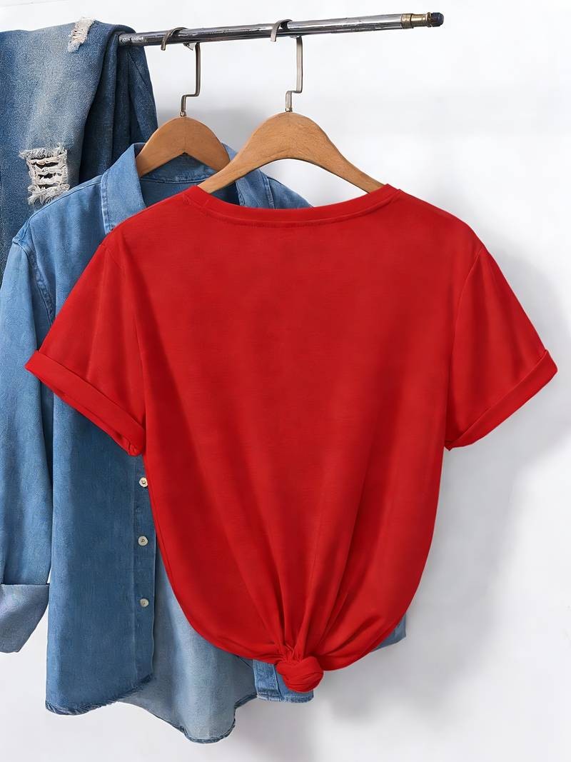 Casual Women Cotton Floral T-Shirt Short Sleeve Top Summer Flower Boho Fashion♮