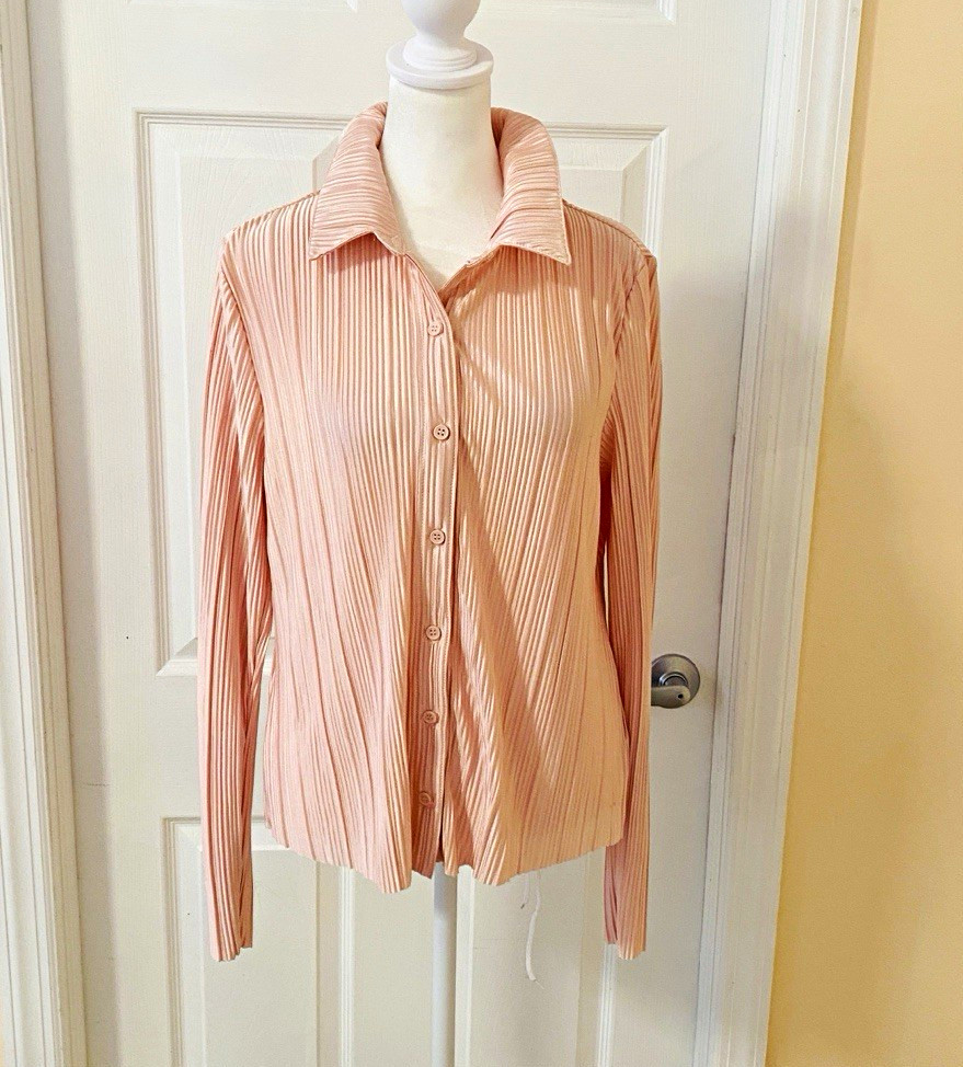 No Boundaries Women’s Pink Solid Button Front Collared Blouse XL 15-17