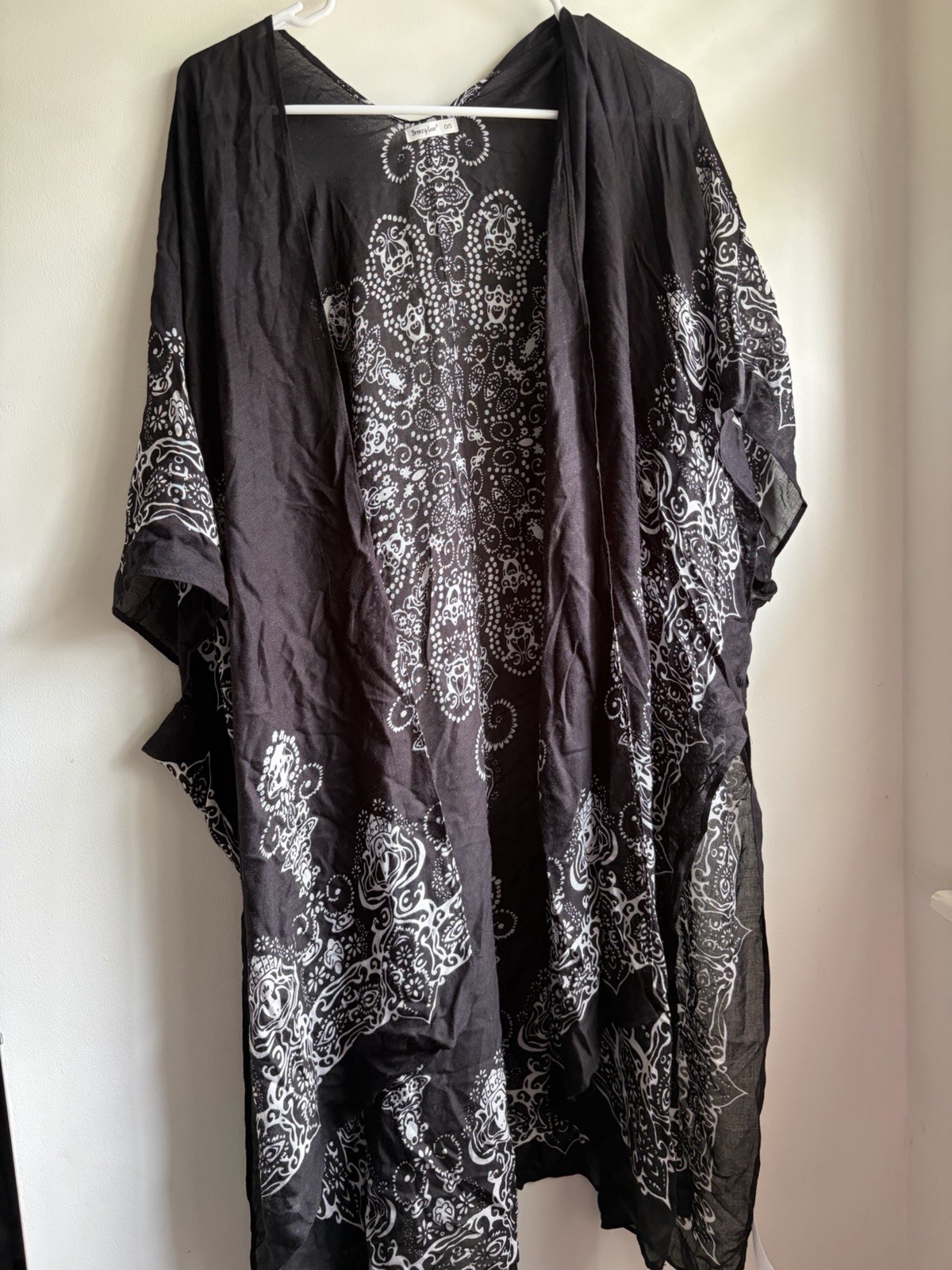 Breezy Lane Boho Paisley Print Kimono Cardigan Open Front Beach Cover Up Hippie
