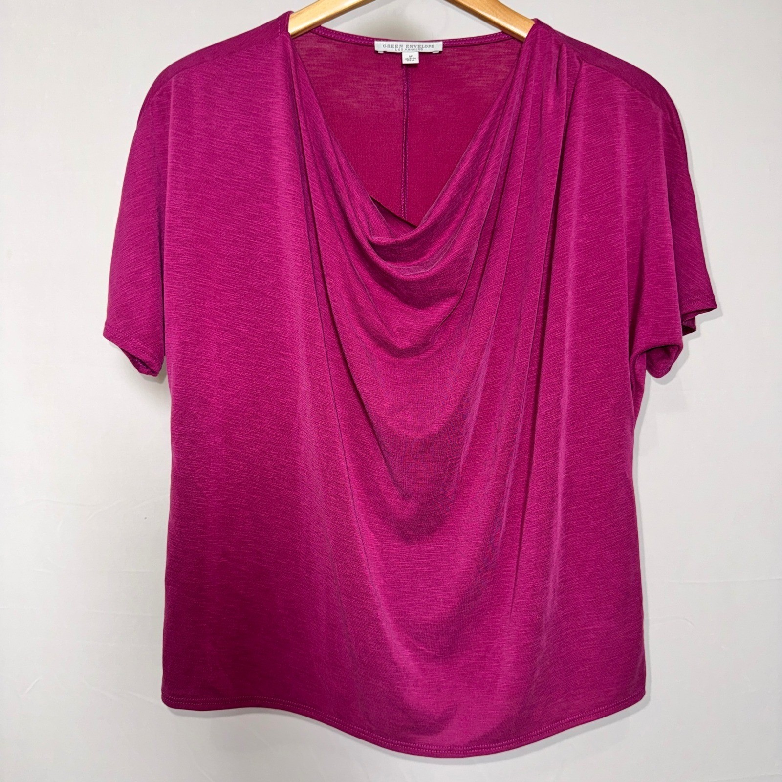 Green Envelope Magenta Pink/Plum Cowl Neck Modal Blend Top Blouse M GTH752-BSM