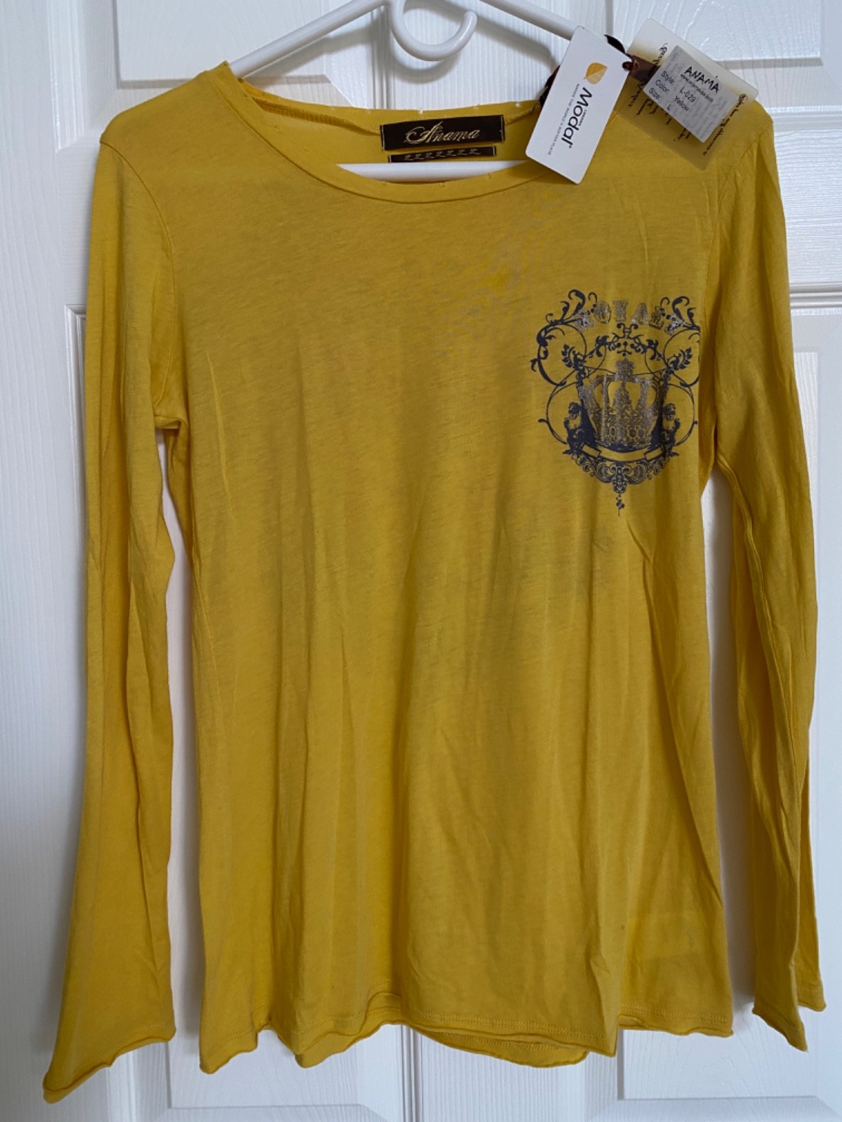 ANAMA Royale Mustard Distress Shirt Lenzing Modal Beech Wood MED Women’s NEW