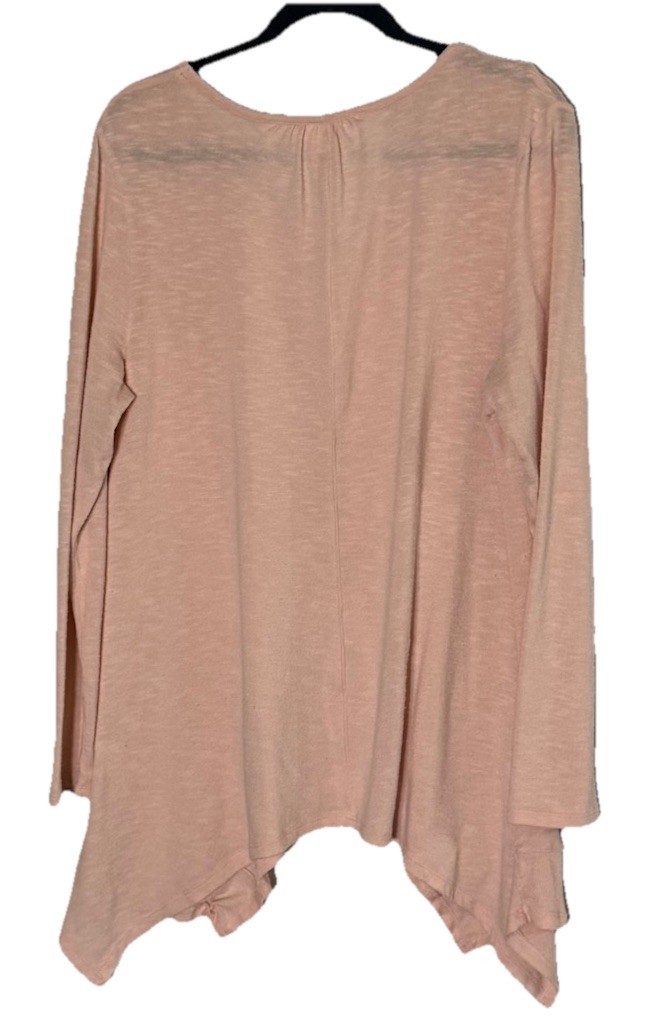 Faded Glory Pink Blush Asymmetrical Hem Knit Top XL 16-18