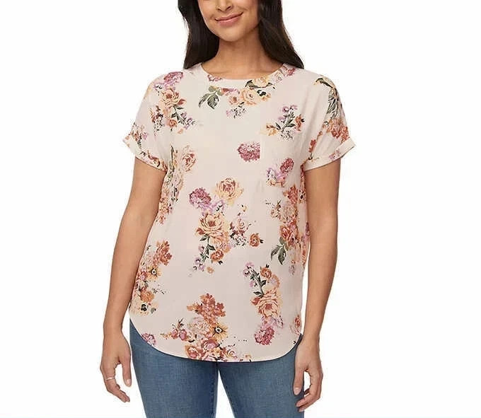 Buffalo David Bitton Womens Woven Patch Pocket Blouse, Ivory Blossom, Small, New