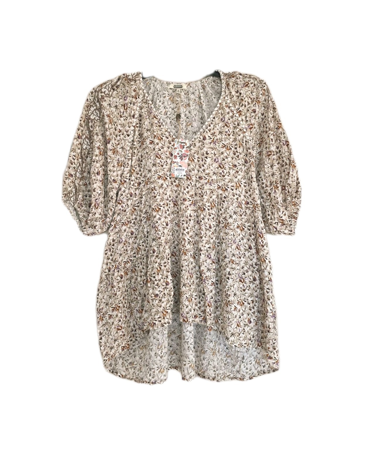 New Gimmicks By Bke Tunic Length Top Sz M Multicolor Floral Lightweight Hi-Low