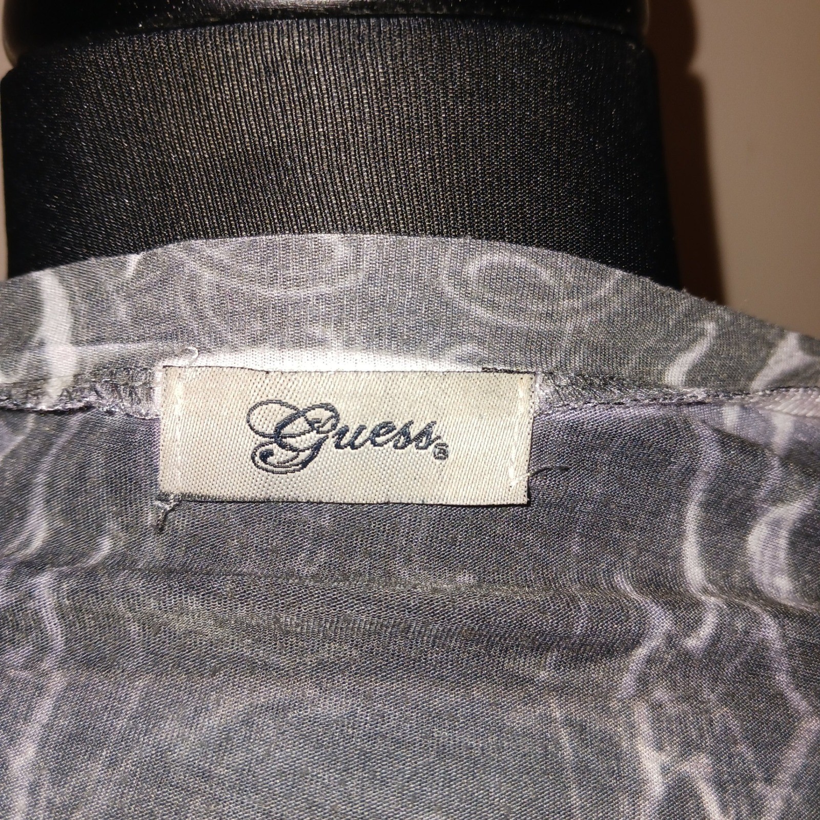Vintage Witchy Guess Goth Y2K Gray Tshirt Bird Crow Feather Rhinestone XL