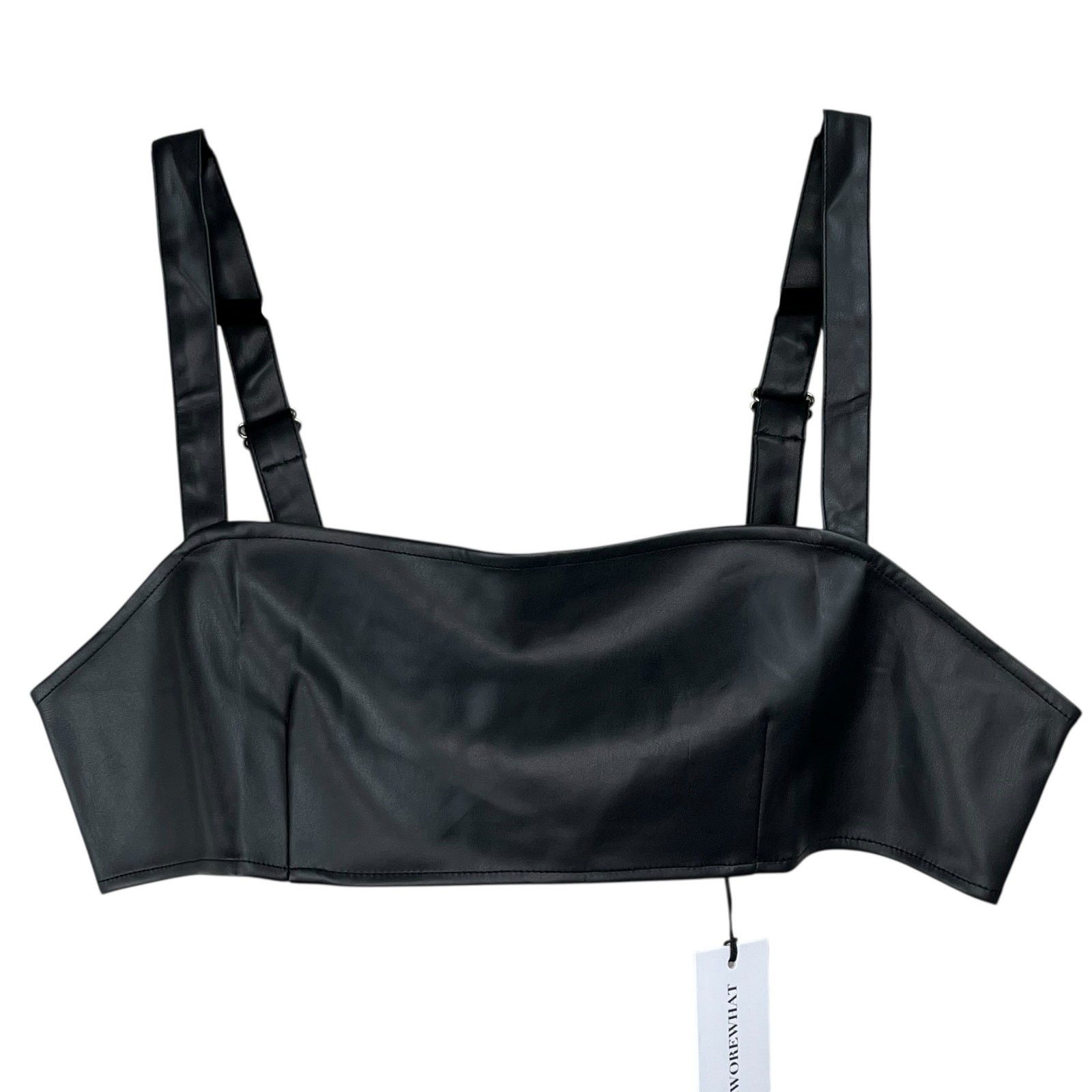 WeWoreWhat Black Vegan Leather Corset Cropped Bustier Tank Top XL NWT Revolve