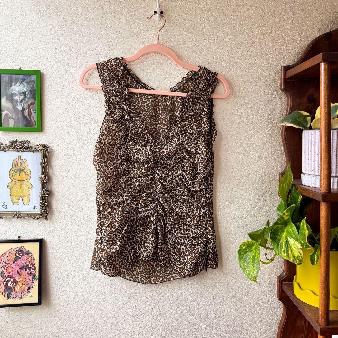 Vintage Women’s Y2K Animals Print Boho Indie Western Ruched Tank Blouse