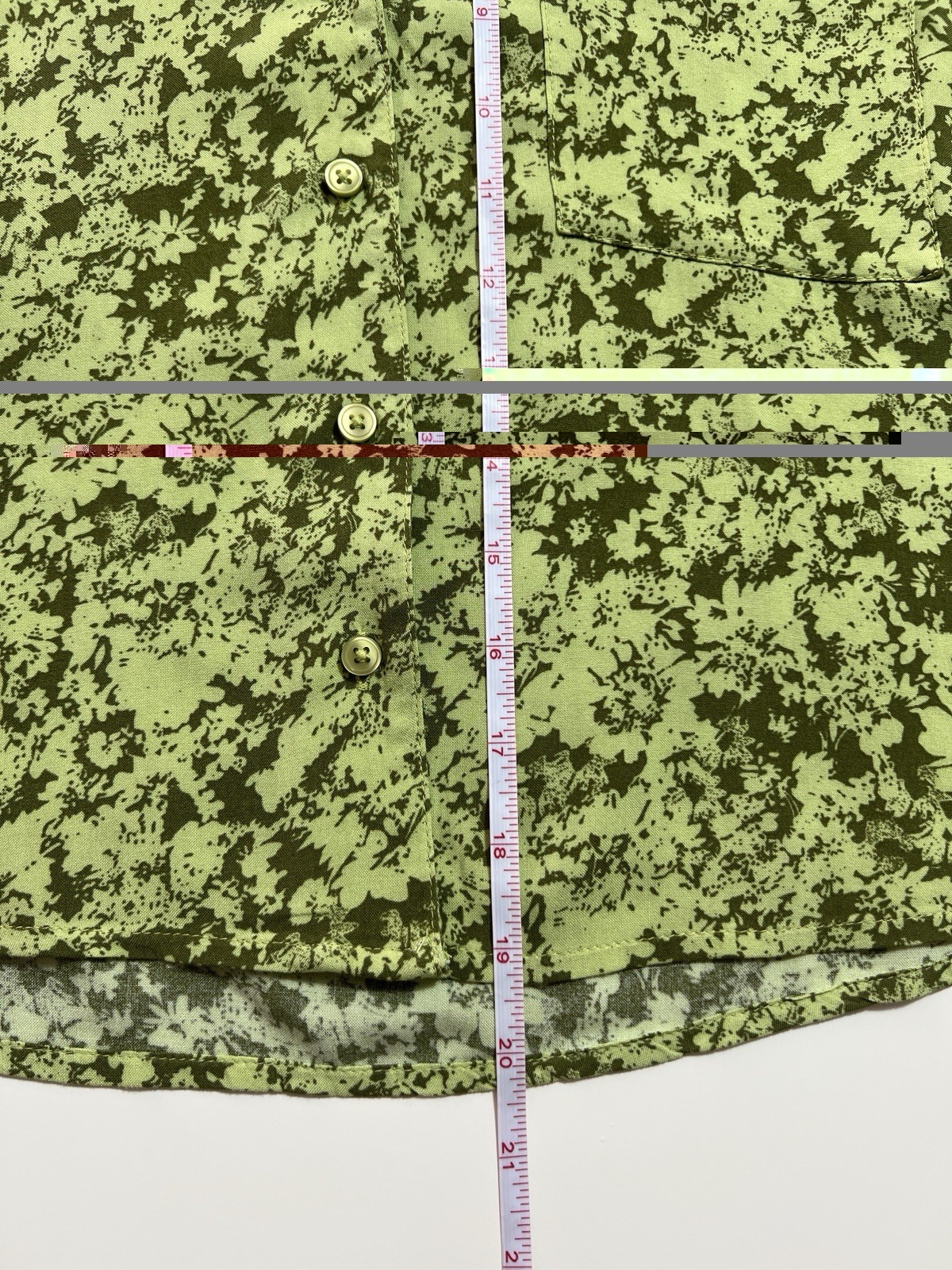 Abound EcoVero Boxy Button Up Shirt Women’s S Green Abstract Camp Collar Top