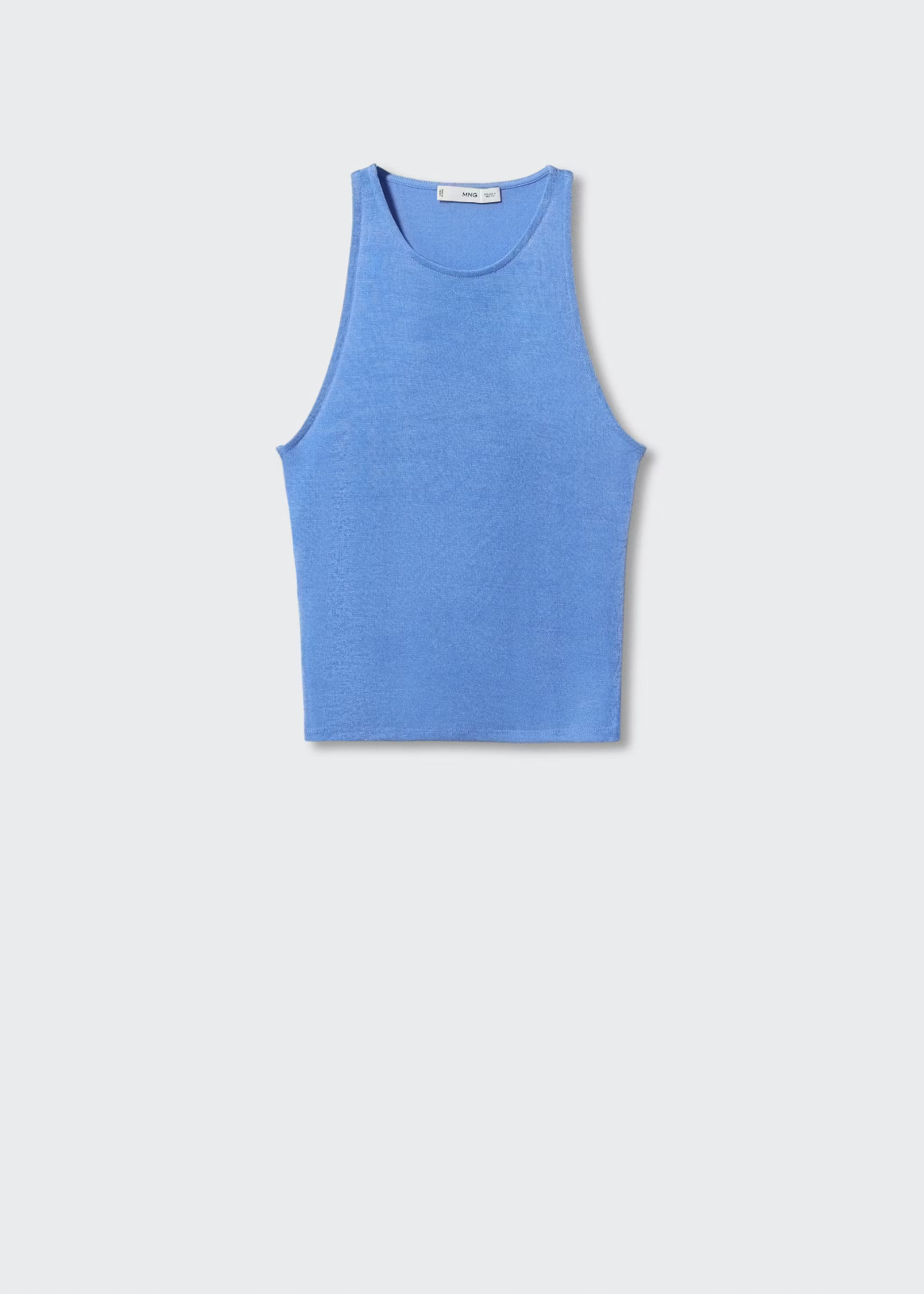 Mid Blue lurex feel racer back strappy vest tank top Mango L 10 12 BNWT £18