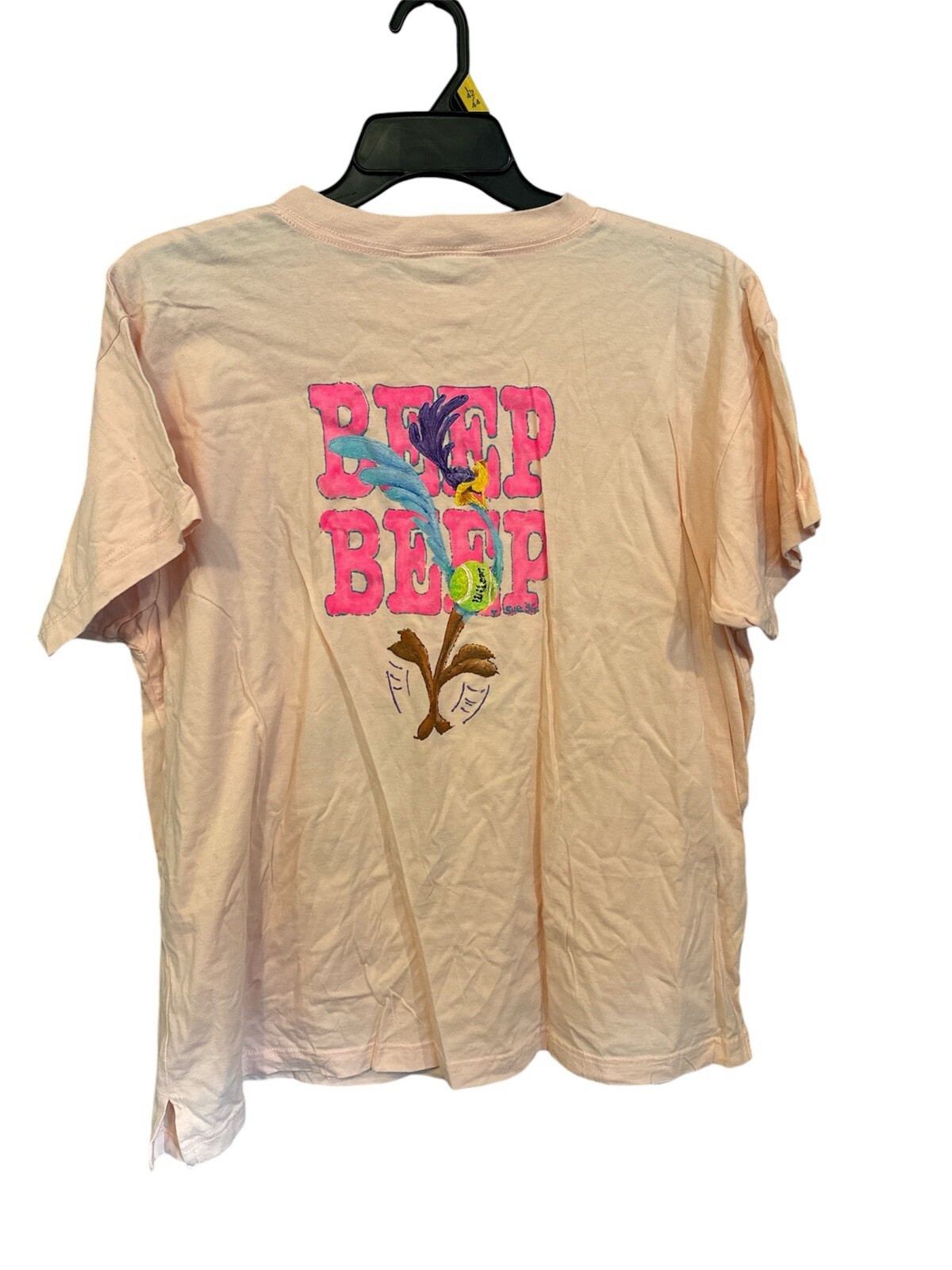 Vintage 90’s Shirt Sz L Wiley Coyote Roadrunner Hand Painted 100% Cotton