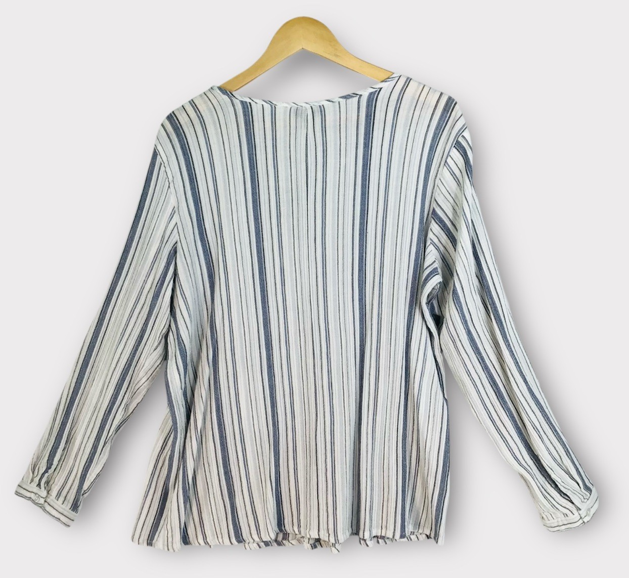 a.n.a. Striped Peasant Blouse Women’s L Boho Cottage core Cotton Baby doll Top