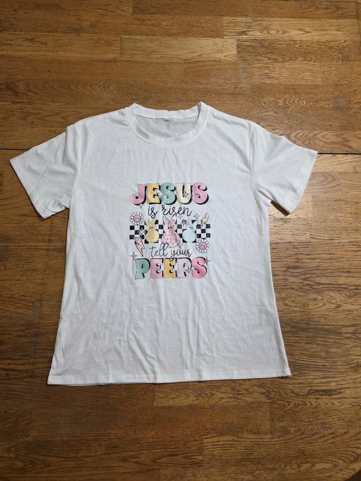 Religious Jesus Easter Holiday Pastel Peeps Shirt Women’s Size Medium