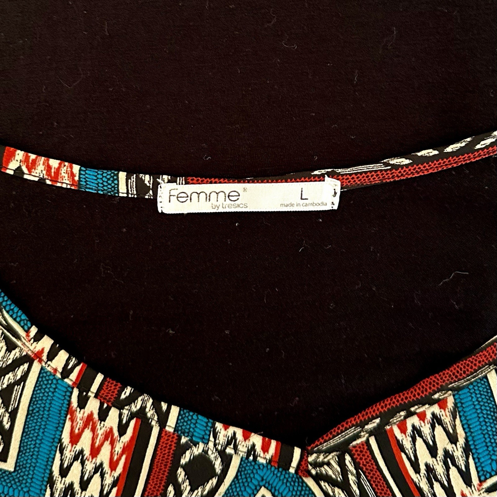 Femme by Tresics Women’s Rayon Abstract Geo Print Longer Back Blouse Tunic
