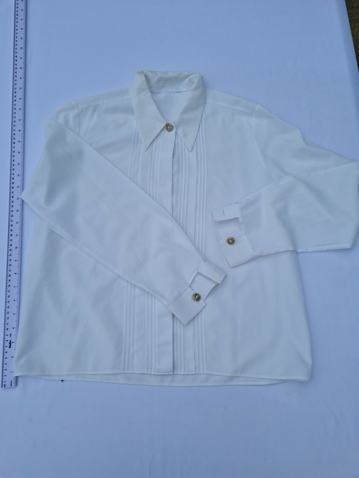 Ladies Top Shirt Size M Long Sleeve Button Front ivory N.o 1303