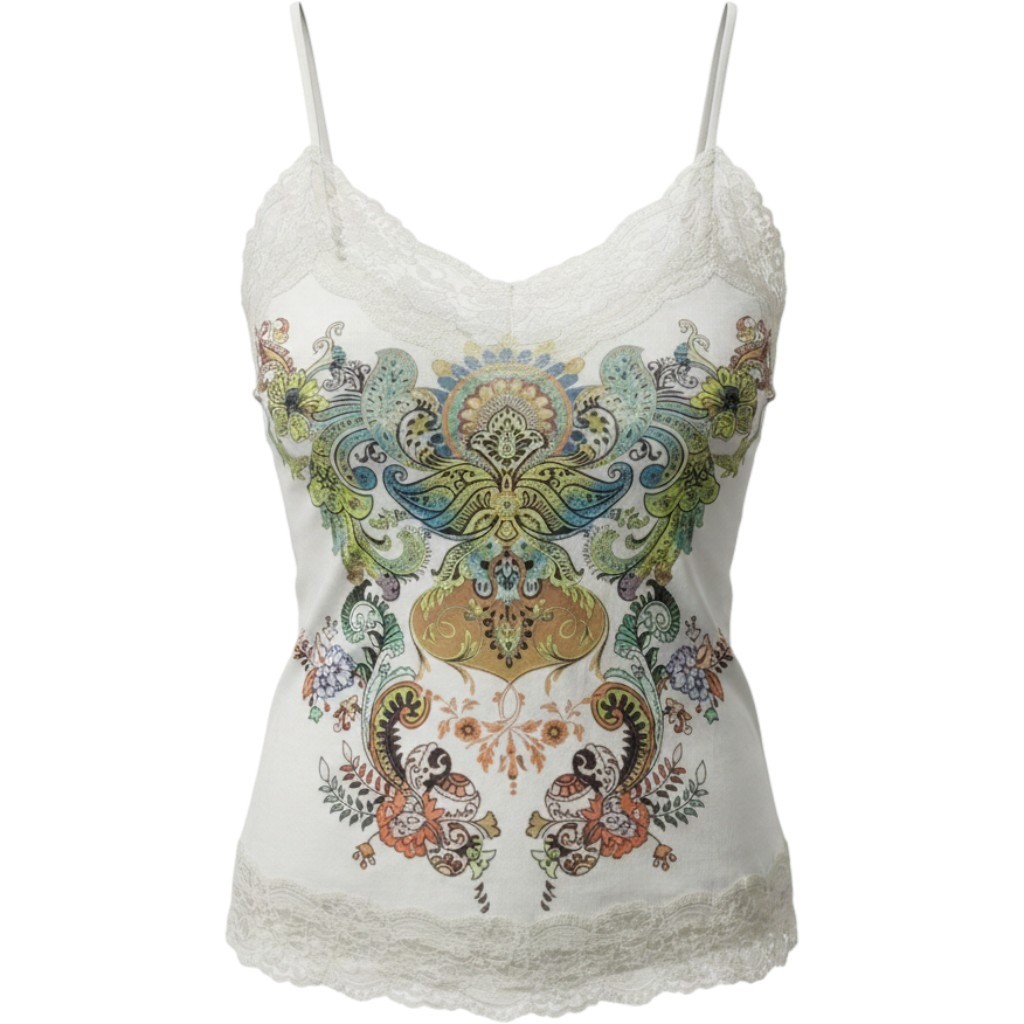 Y2K Route 66 Women XL Paisley Lace Trim Babydoll Crinkle Camisole Top Boho Fairy