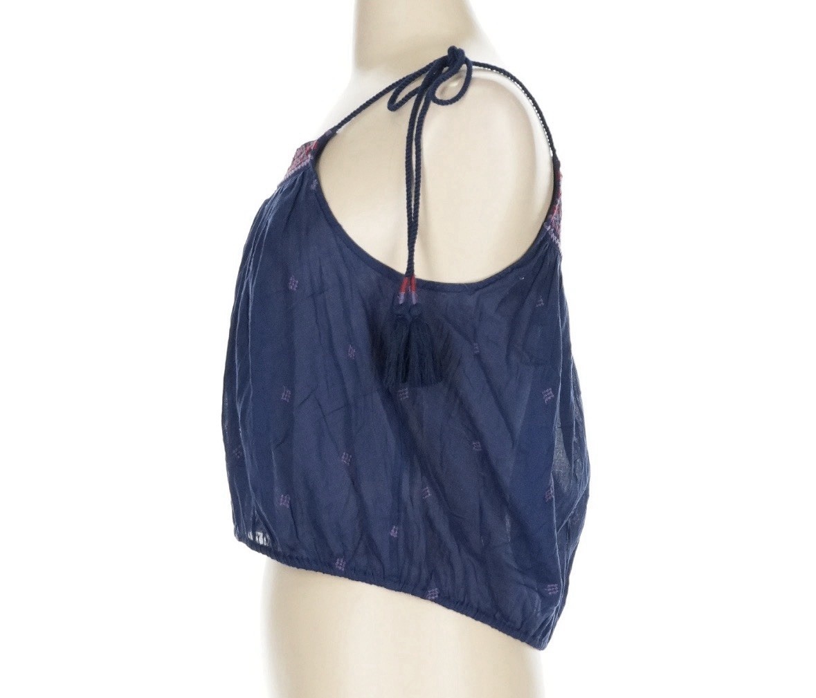 Free People Eternal Love Blue Boho Embroidered Cropped Tank Top Adjustable