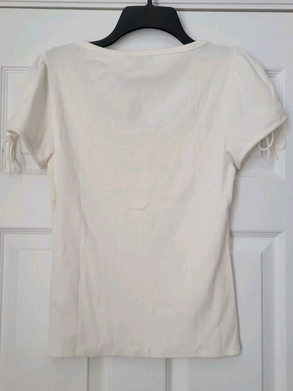 jcrew Perfect rib button-up Top With Satin Trim IVORY NWT $59.50 M
