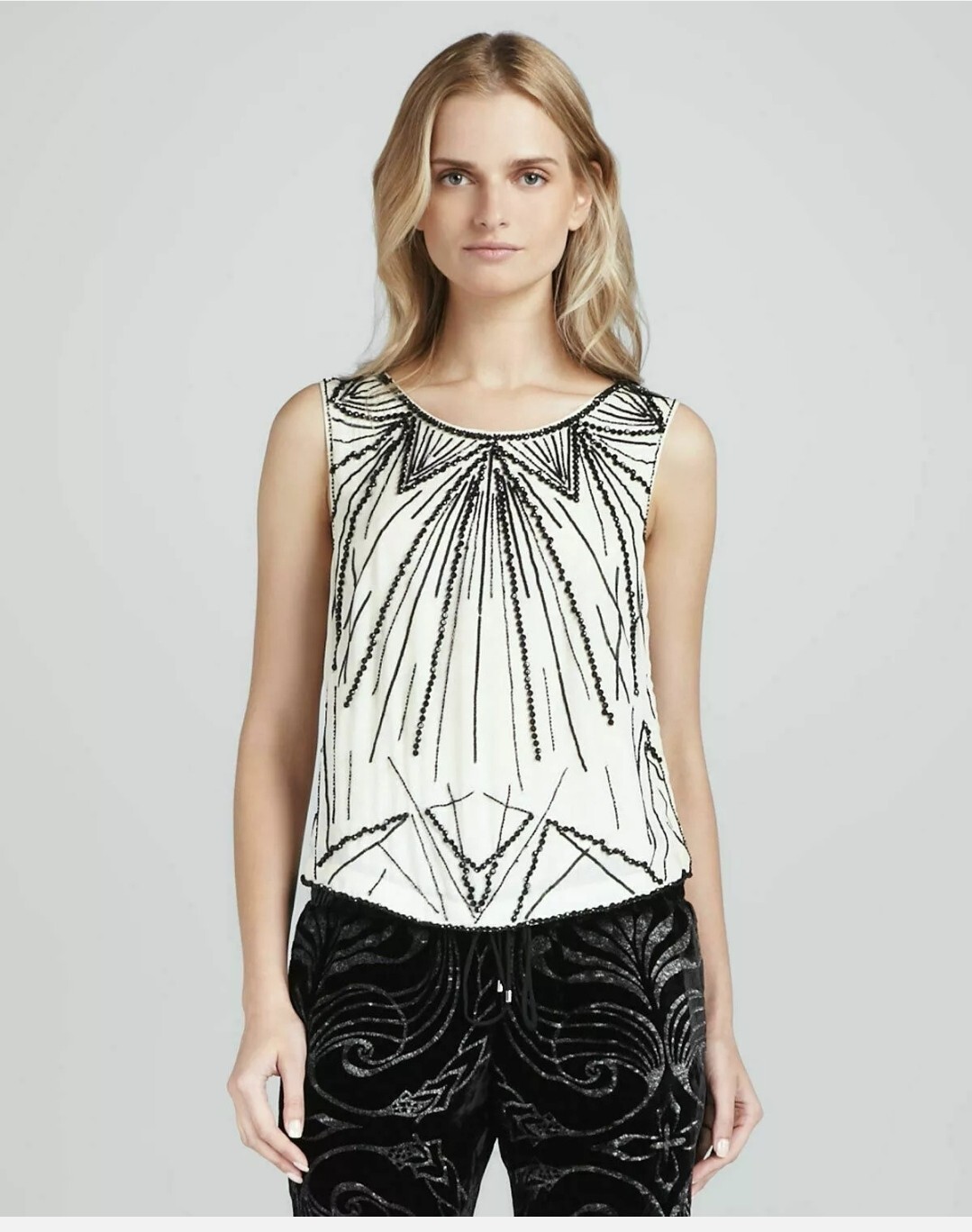 Haute Hippie Embellished Beaded Sleeveless Silk Blouse $375 Size S, NWT