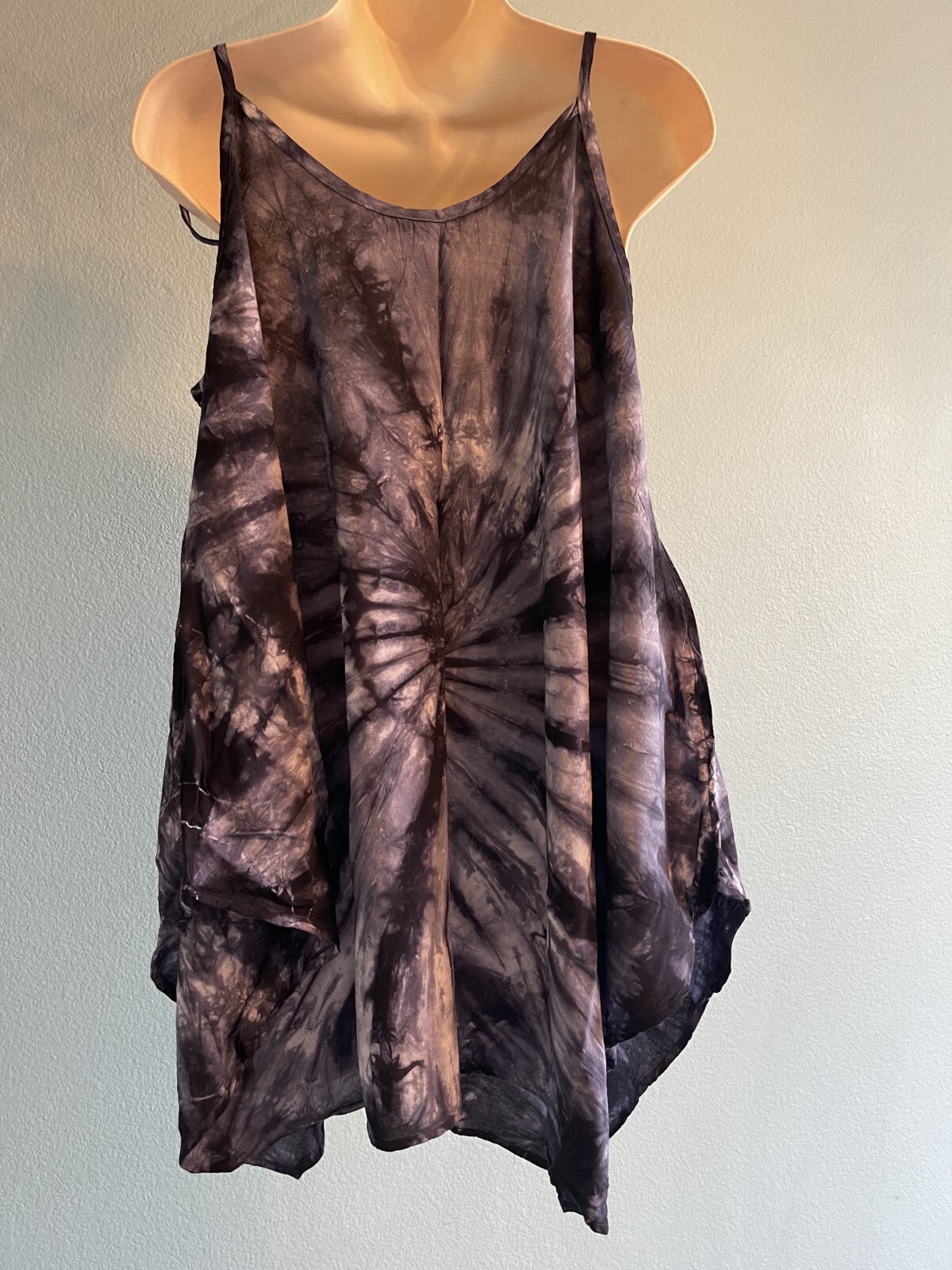 Womens Tie Dye Swing Cami Blouse Boho Beach Cover Hippie Gypsy Tank Top beach