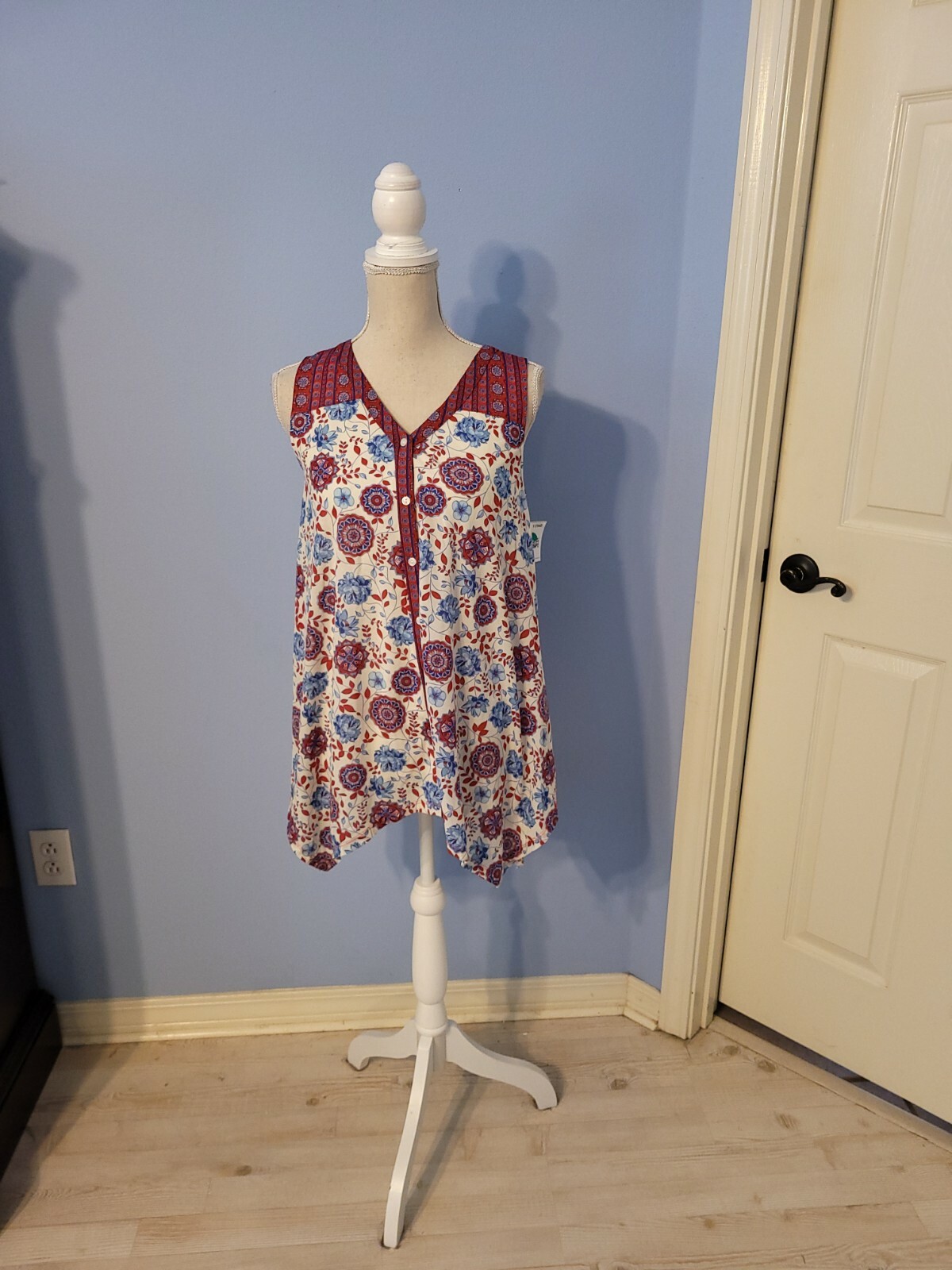 Style & Co Xsmall Blouse Womens Multicolored Sleeveless Vneck