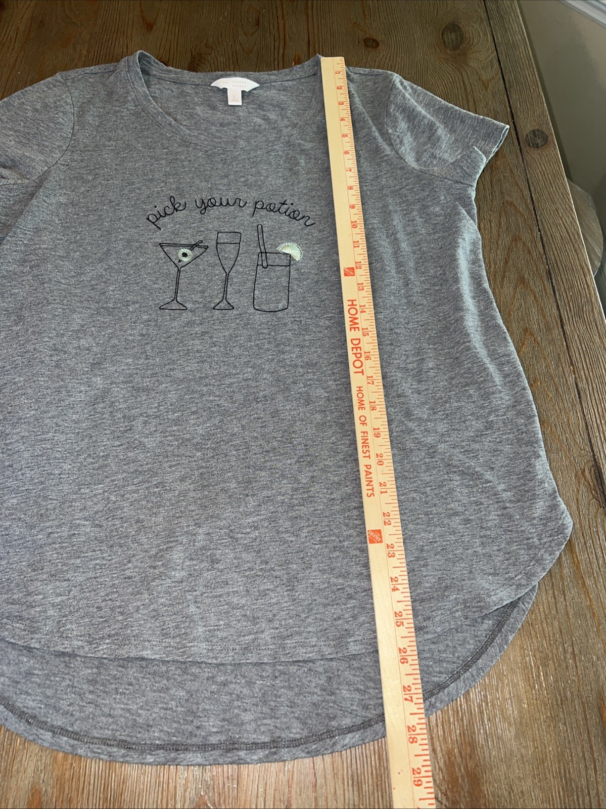 Lauren Conrad Pick Your Potion Tshirt Size L Grey Martini Champagne Drinks