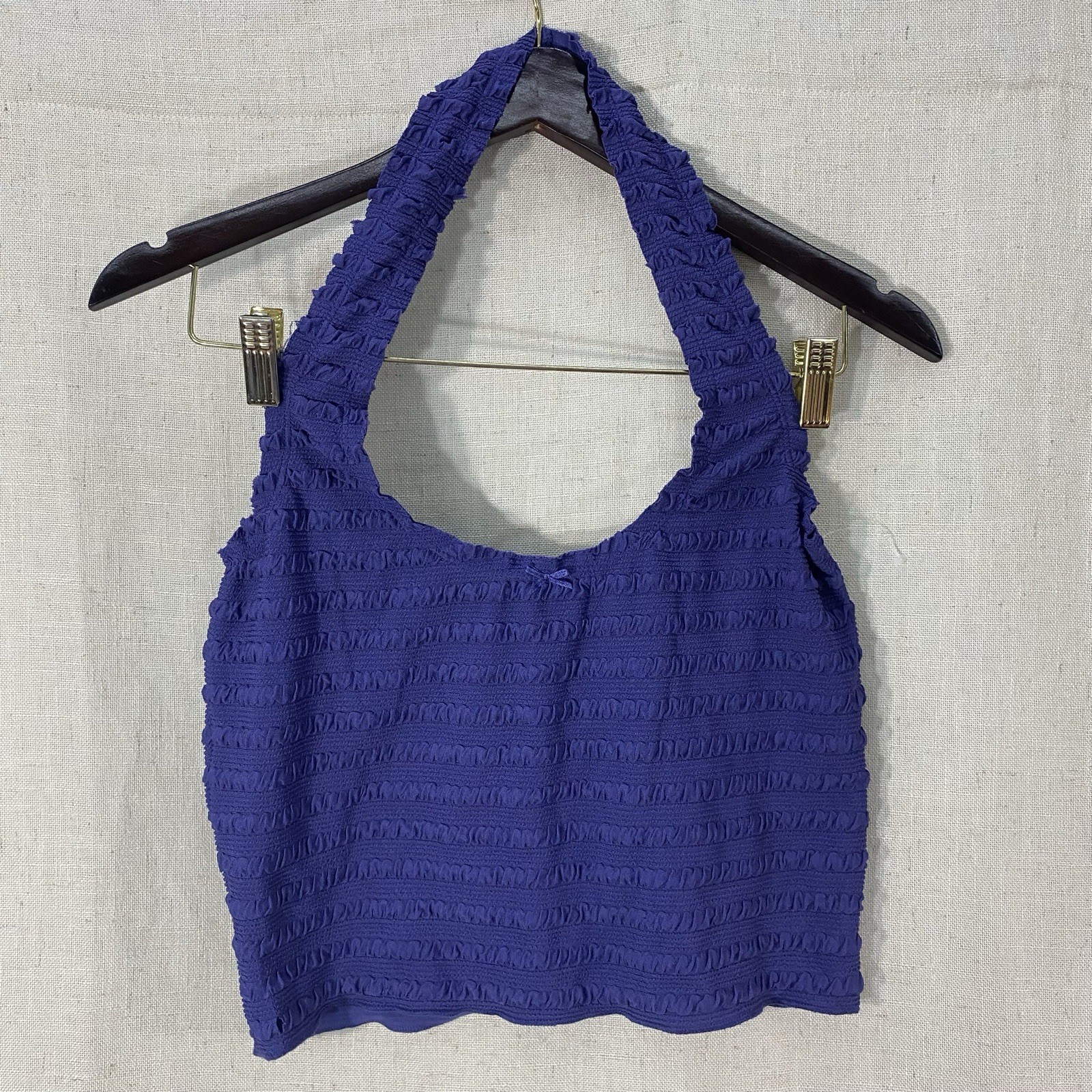 Mills by Millie Bobby Brown Purple Ruffle Knit Halter Top Sleeveless L