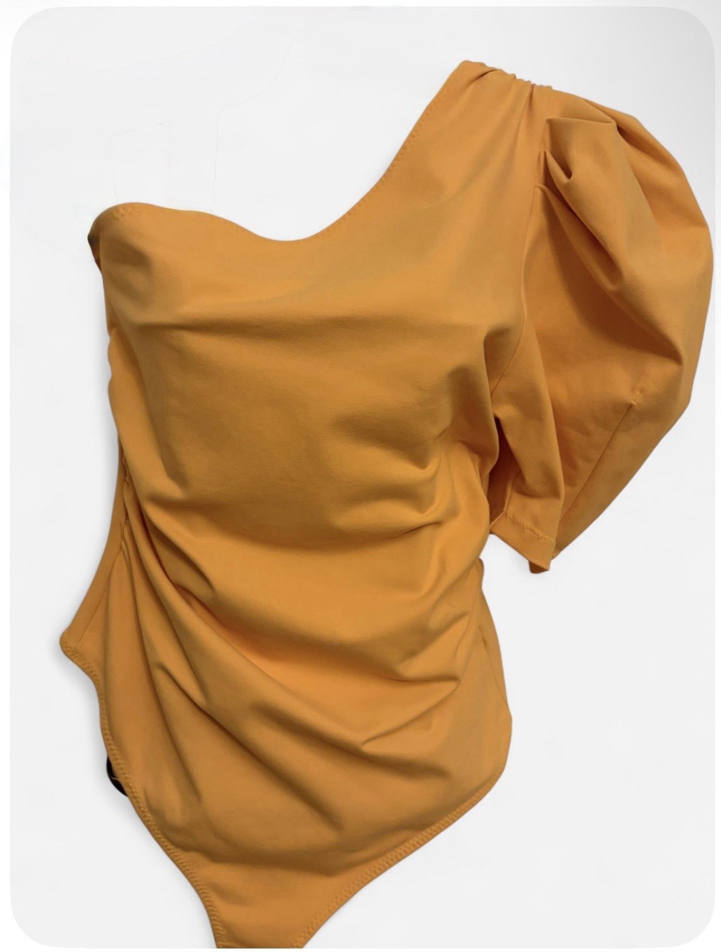 Free People Intimately Puff Sleeve Bodysuit Small Asymmetric Going Out Edgy Club