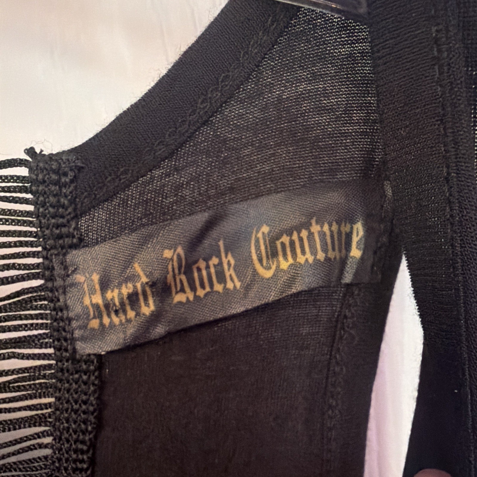 Hard Rock London Black Gold Fringe Sharkbite Tank Top Scoop Neck Women’s S NWT