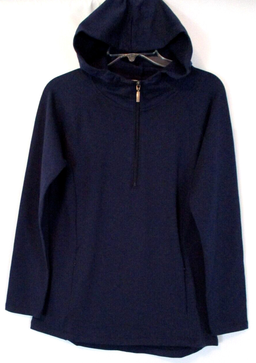 Denim & Co. Active 1/2 Zip Hooded Shirt XXS Long Sleeve A383266 Women CB81F