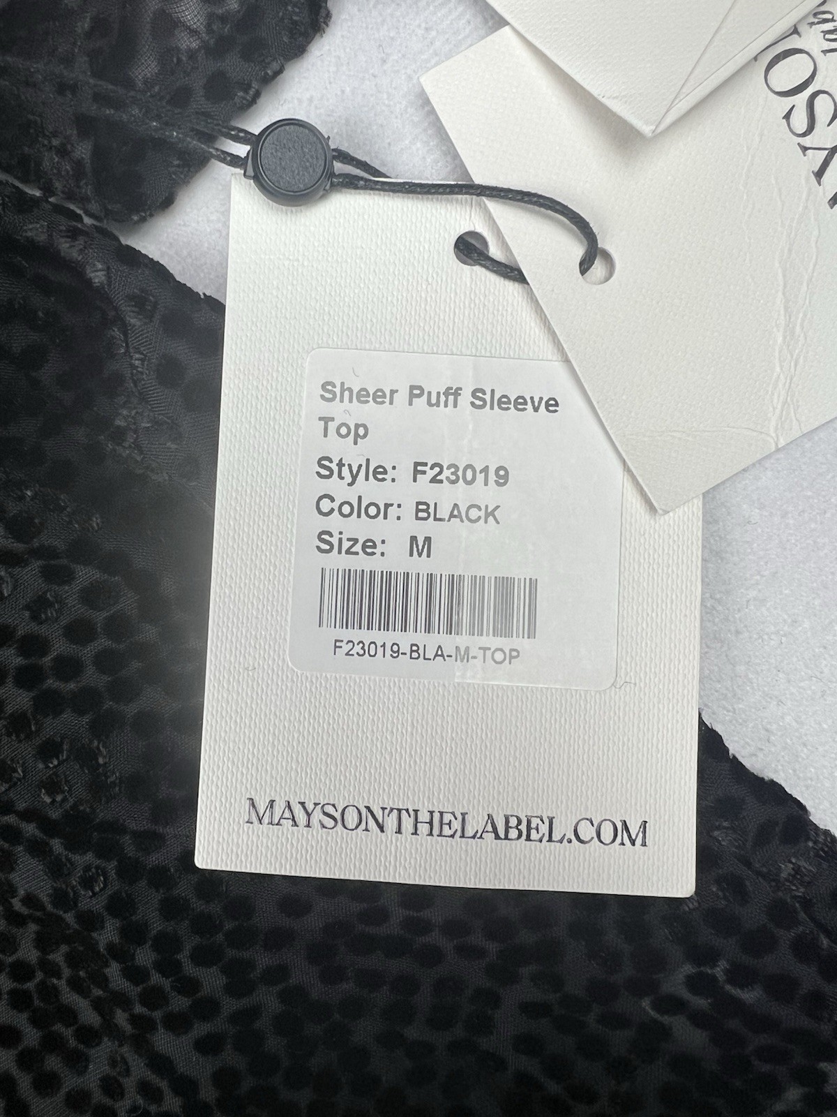 New Mayson the Label size M sheer puff sleeve top