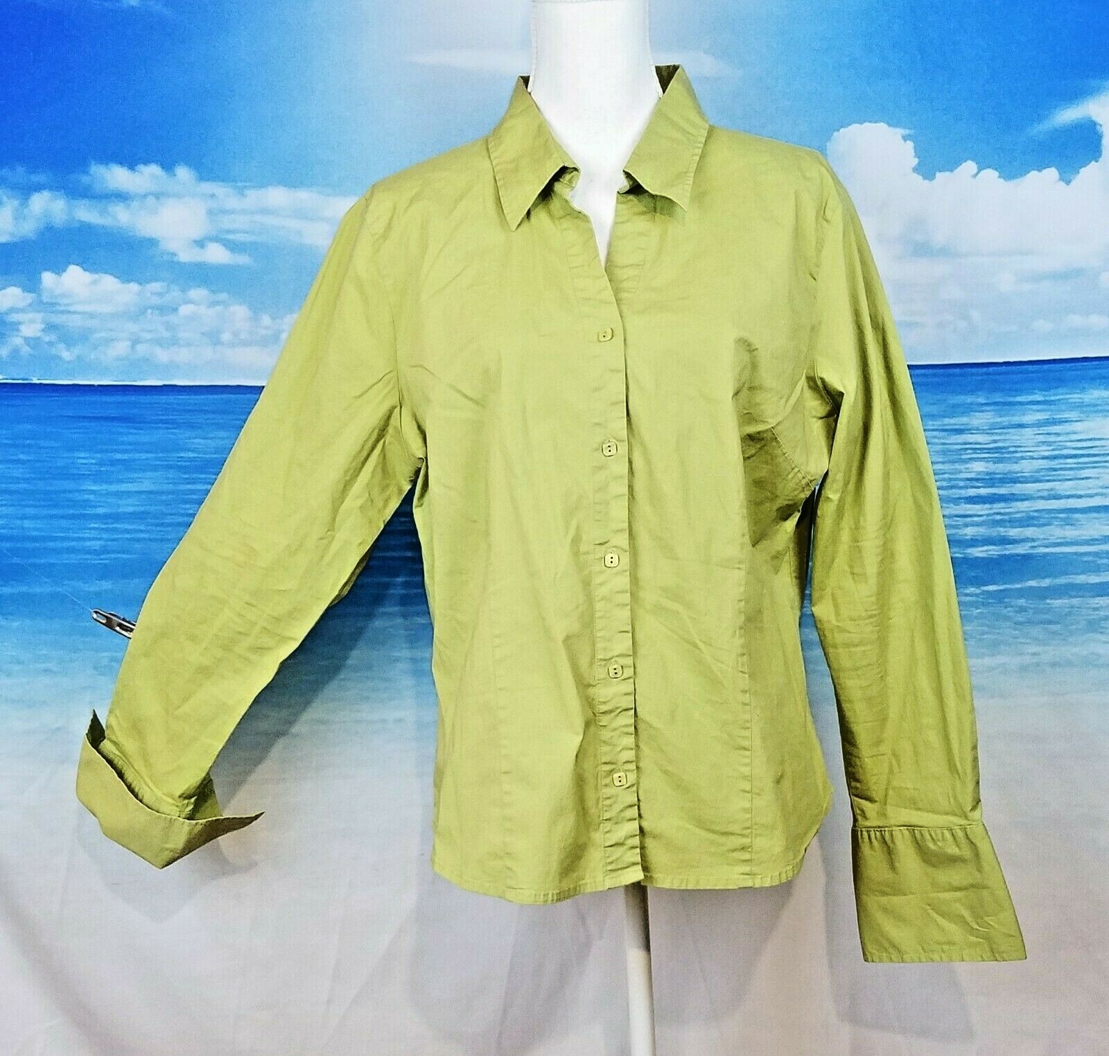 FORENZA Womans GREEN Blouse Shirt Lightweight STRETCH Top size 20 2x