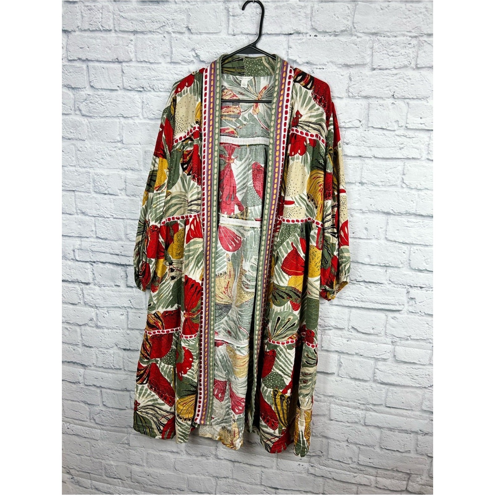 Cato Butterfly Print Duster Kimono Cardigan Women’s Large Boho Open Front