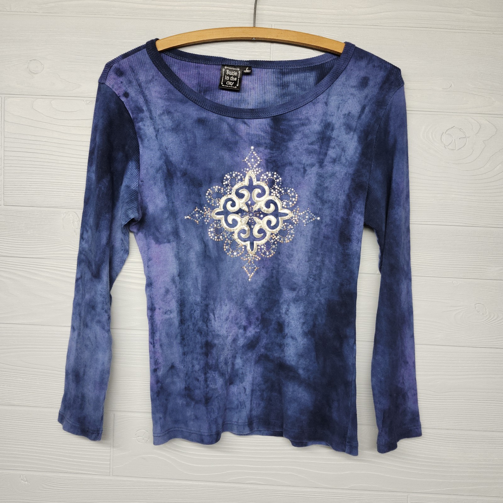 Vintage Suzie In The City Blue Tie-Dye TShirt Womens Size Large