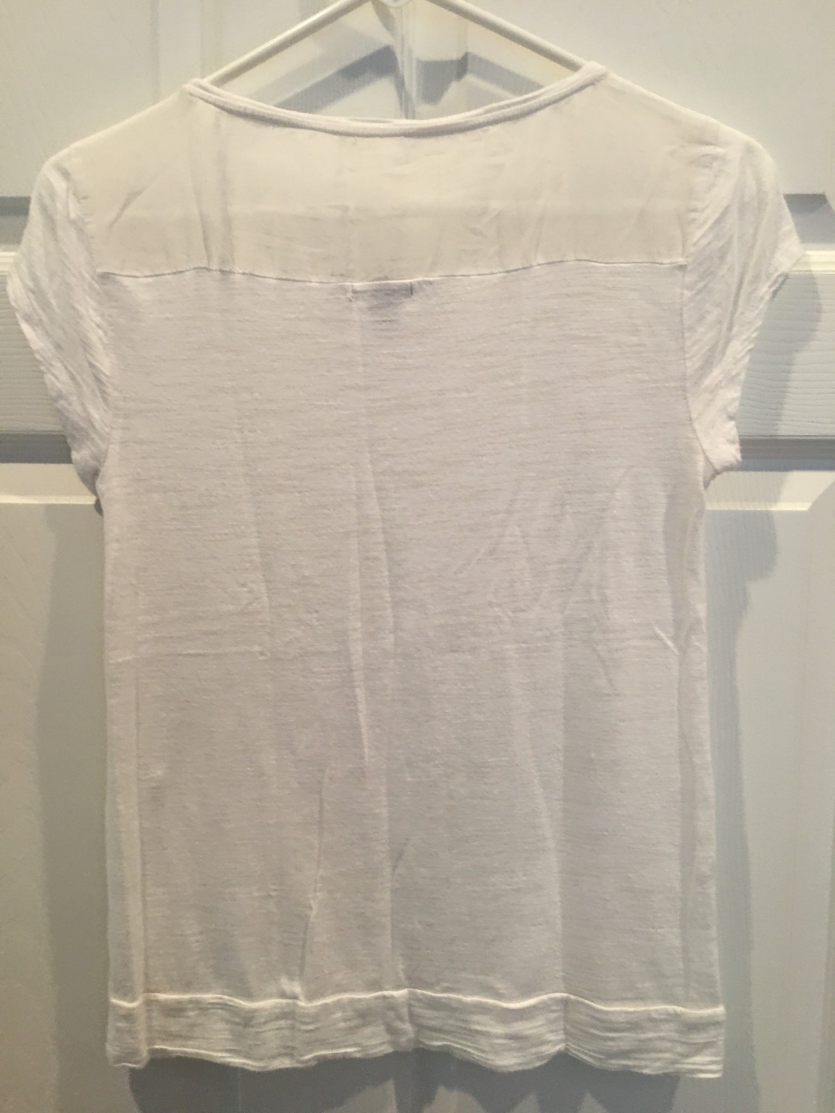 Ann Taylor Short Sleeve Shirt Top Lace Center White size S