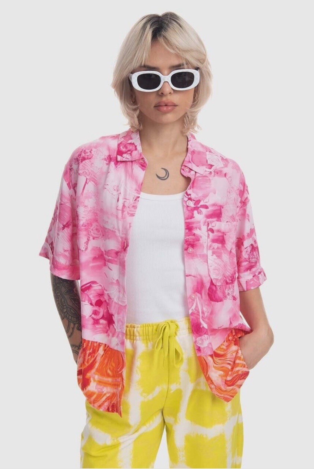 NWT Vans x Collina Strada Woven Top Sweet Lilac Pink Floral Tie Dye Women’s XL