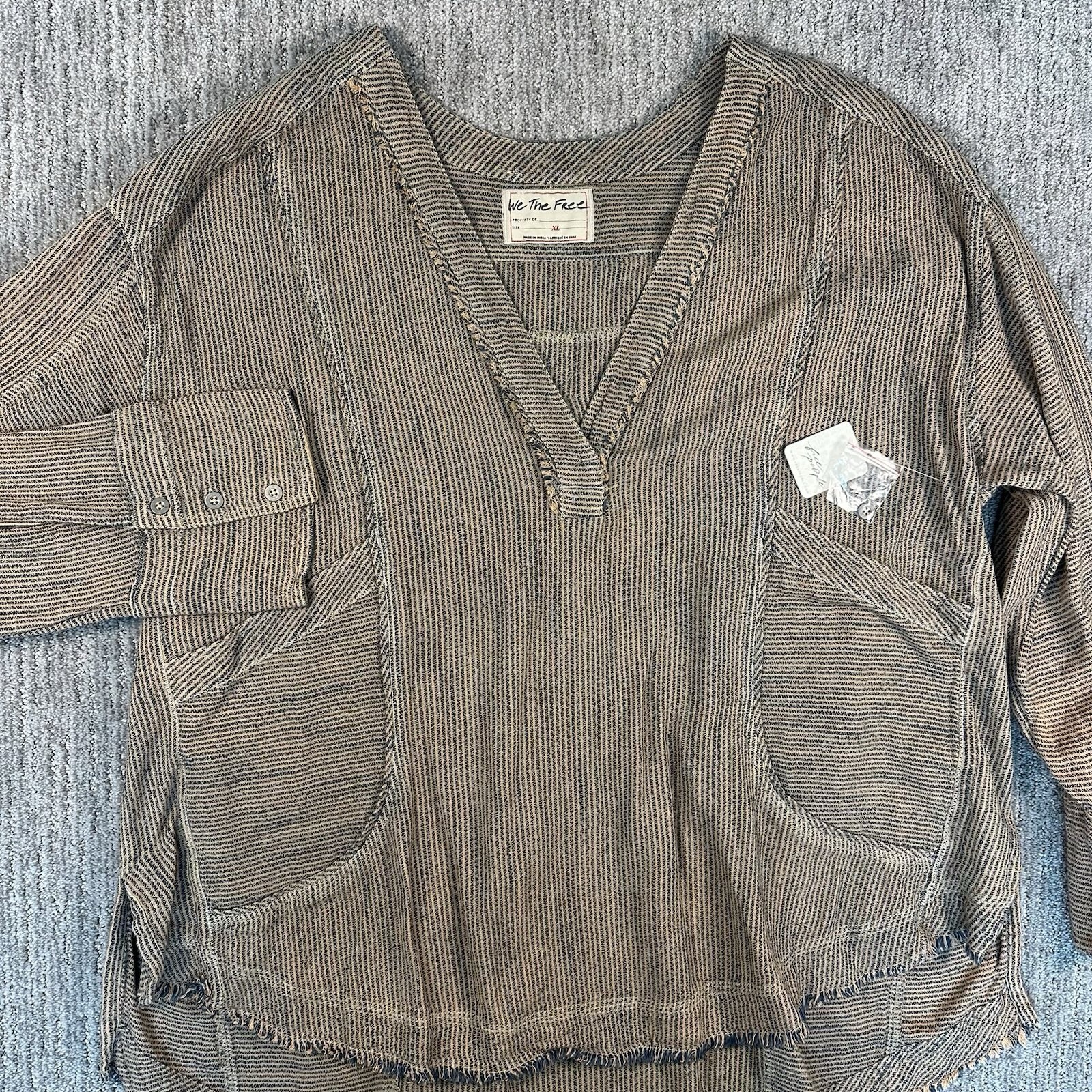 Free People We the Free By The Shore Long Sleeve Women’s XL Oversized Shirt NWT
