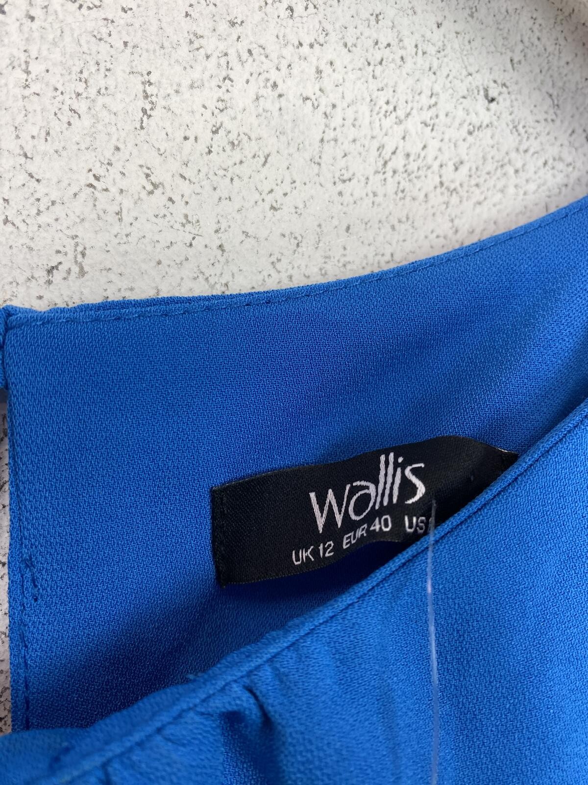 Wallis Blue Blouse Scoop Neck Short Sleeve UK 12 NEW