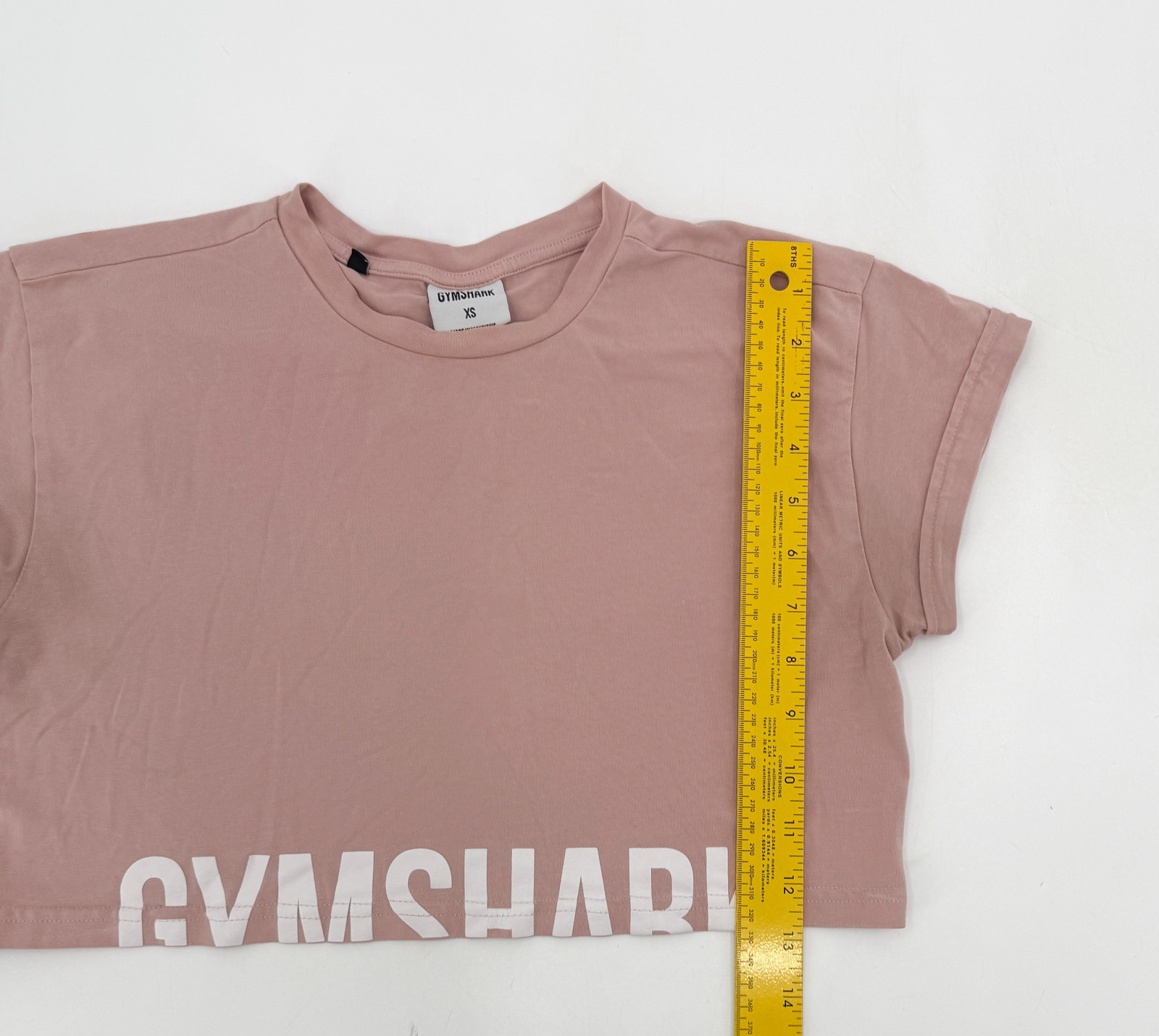 Gymshark Shirt Womens XS Pink Cropped Crewneck Logo Active Athletic Tee Top