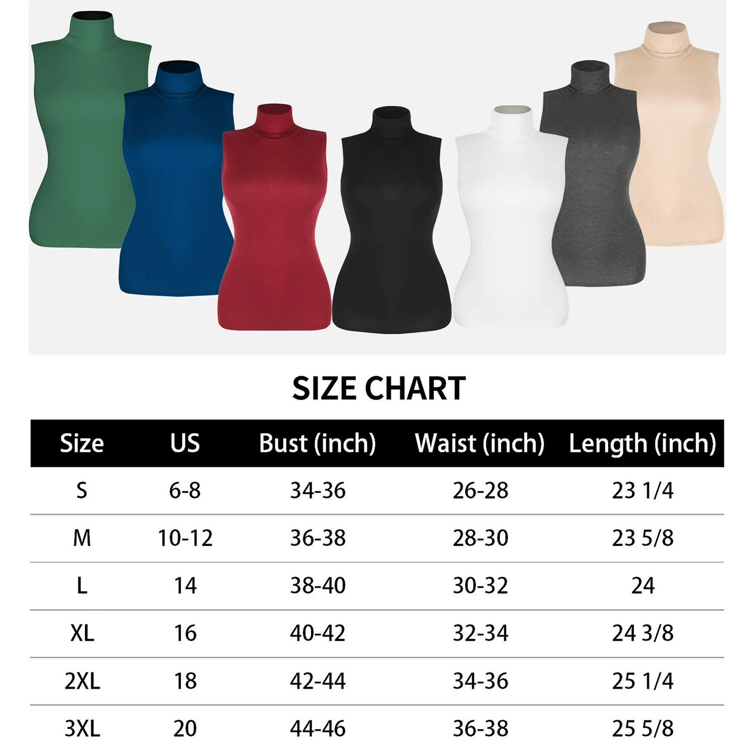 Women’s Mock Neck Turtleneck Sleeveless Tank Top Soft Stretch Knit Basics Solids