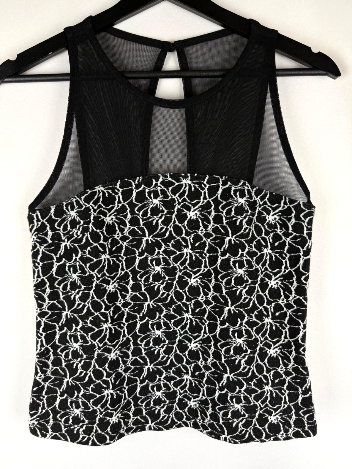 Maeve Anthropologie Black Knit Keyhole See-Through Upper Tank Blouse Medium M