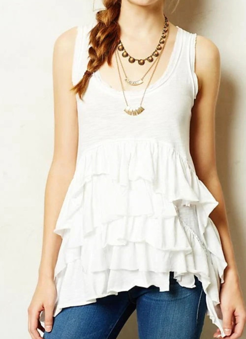 M Anthropologie Meadow Rue Petticoat Tank, Ruffles