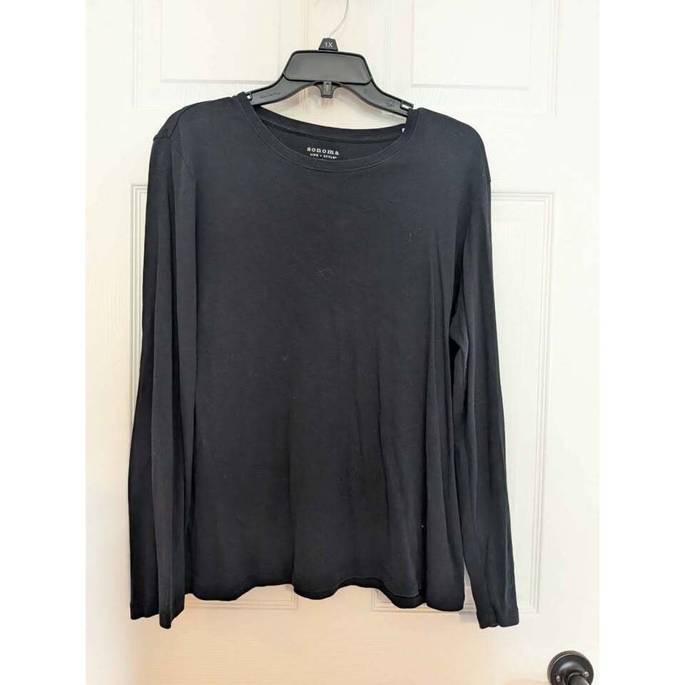Sonoma Life Women’s Black Long Sleeve Basic Tee XL Casual Lightweight Pullover