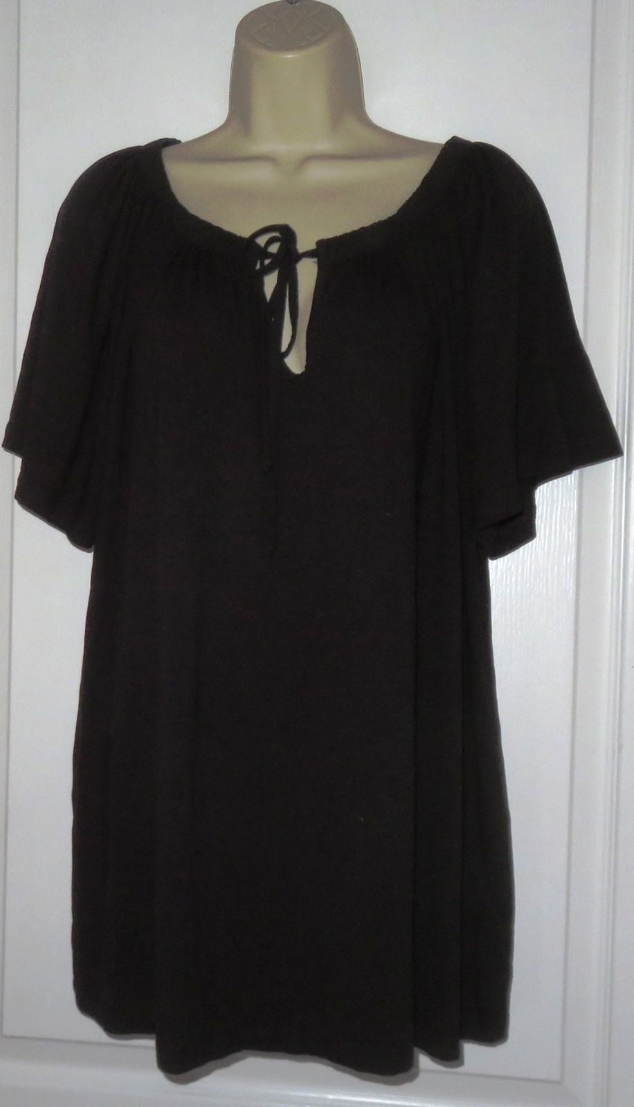 BNWT NEXT Ladies Black Stretch Short Sleeve Tie Neck Jersey Top Plus Size 22