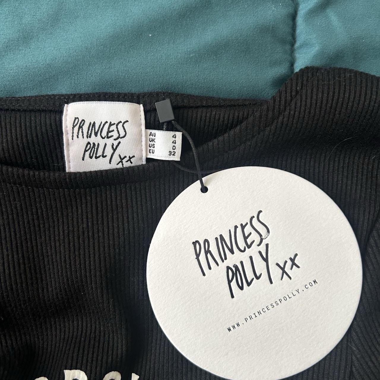 Princess Polly XS Brown Ribbed Motorcycle Graphic Cropped Crewneck Tee