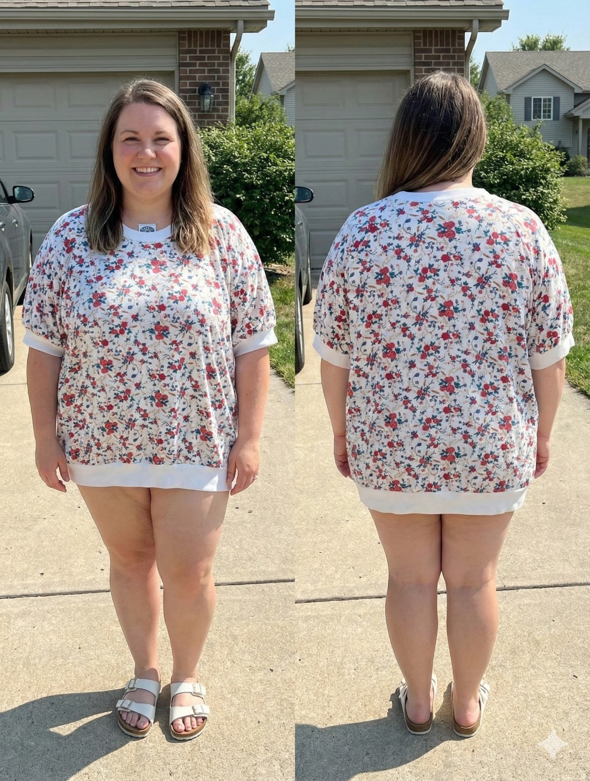 Vintage 90s Classic Essentials Floral Cottagecore Short Sleeve Top Plus Size 26