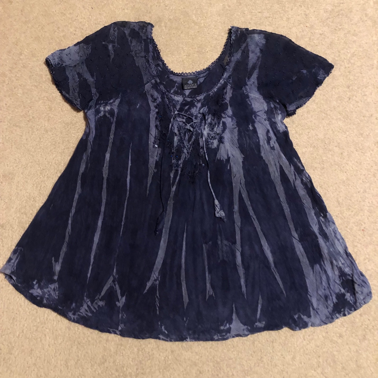 Advance One Size Fits Most Drawstring Scoopneck Blouse Whimsigoth
