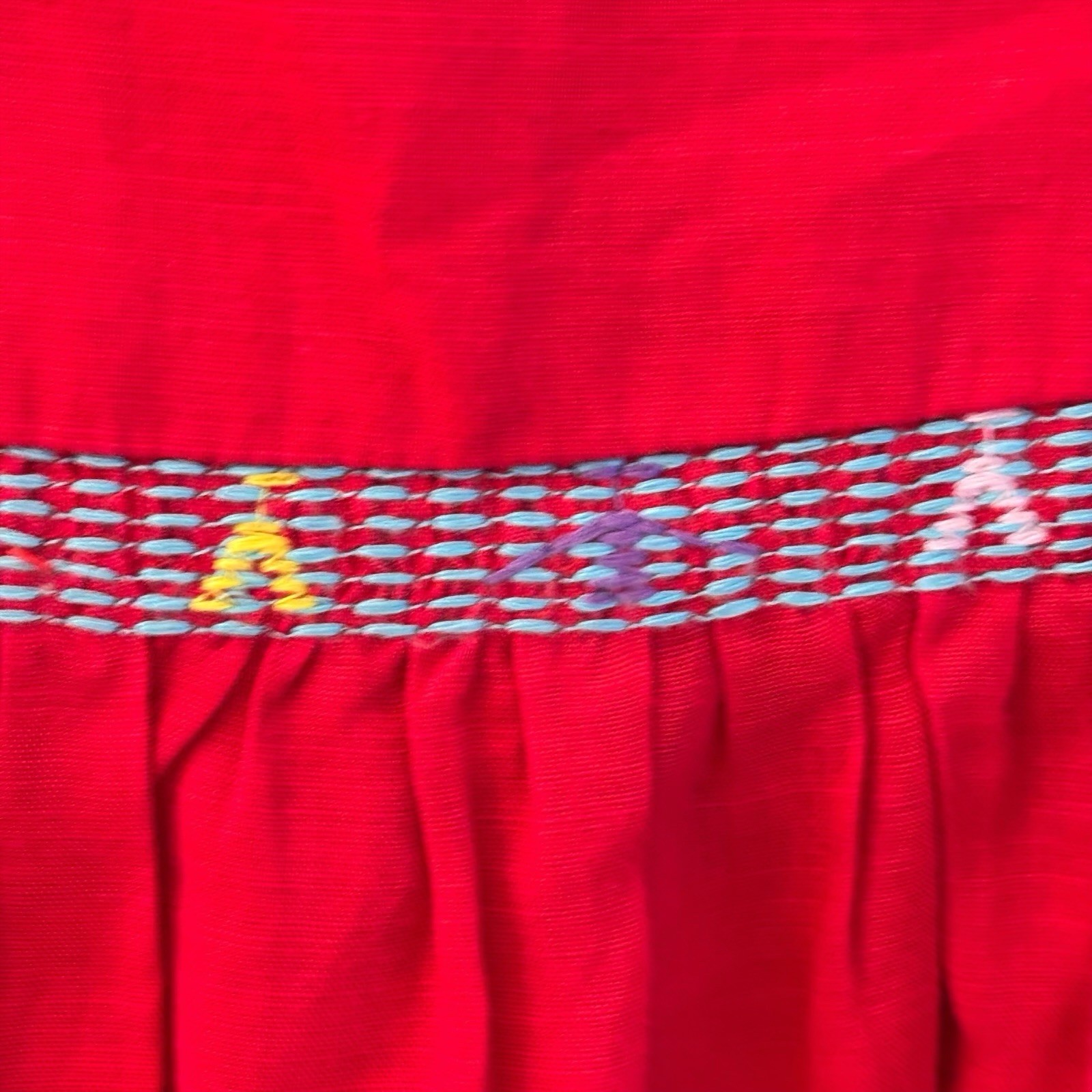 J Marie Top Large Red Embroidered Peplum Blouse Ruffle Sleeve Prairie Cottage