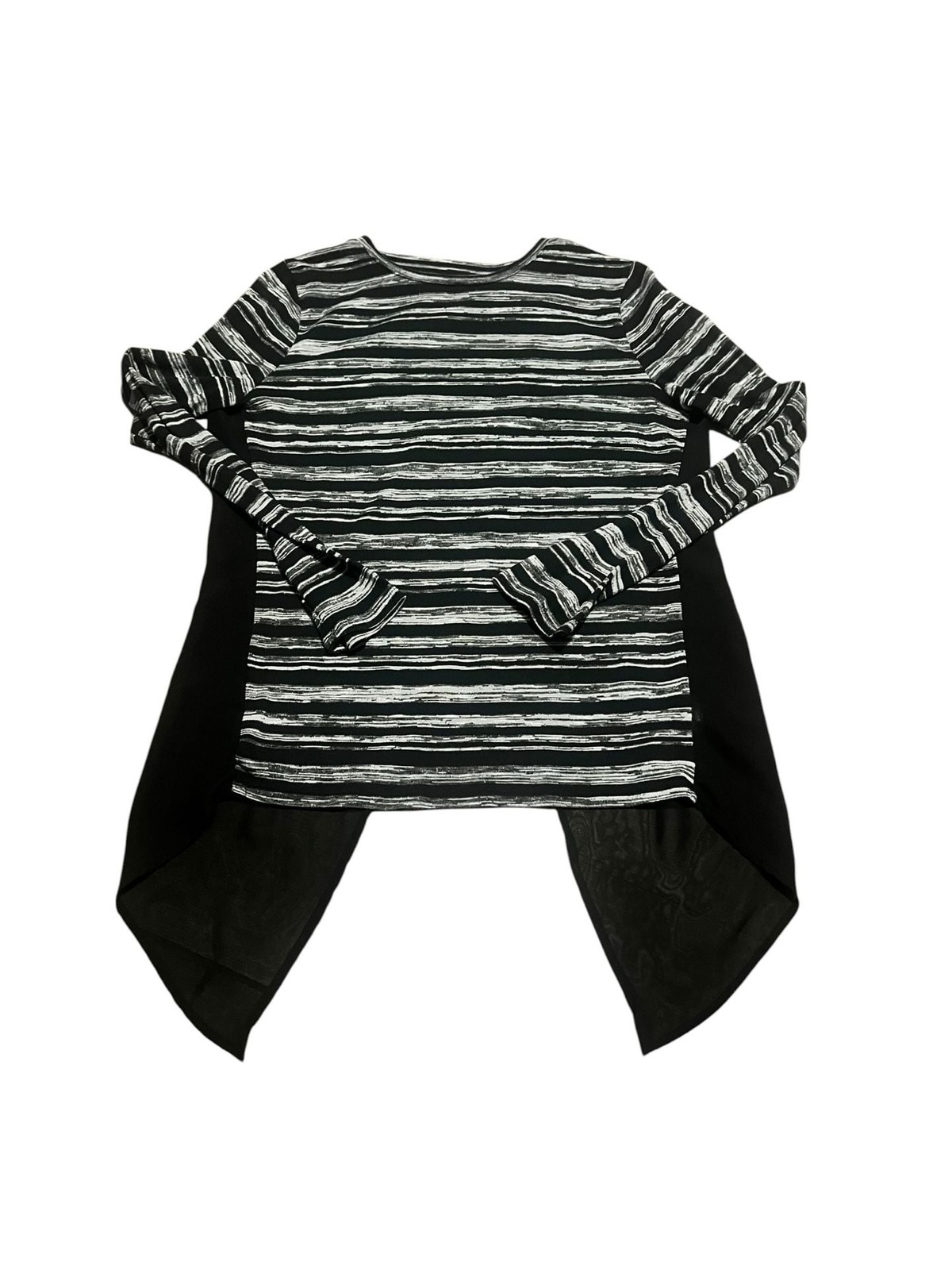 Mossimo Black and White Striped Long Sleeve Asymmetrical Hem Top